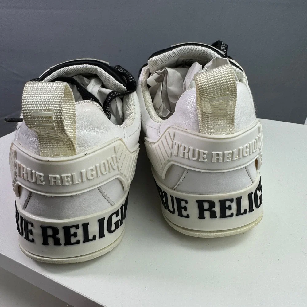 True Religion Alexime Sneakers Mens 10 White Black Logo Low Top FTM21012-01